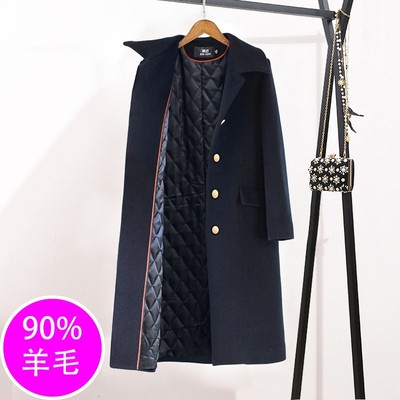 黑色羊毛呢子大衣小个子女装2021秋冬季加厚夹中长款毛呢外套修身