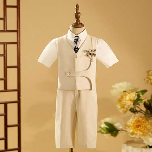 男童西装套装儿童主持人小礼服高级感走秀钢琴演出服花童马甲英伦