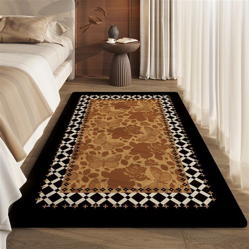 中古风卧室床边地毯家用客厅地垫沙发茶几毯防水防污床前床边脚垫