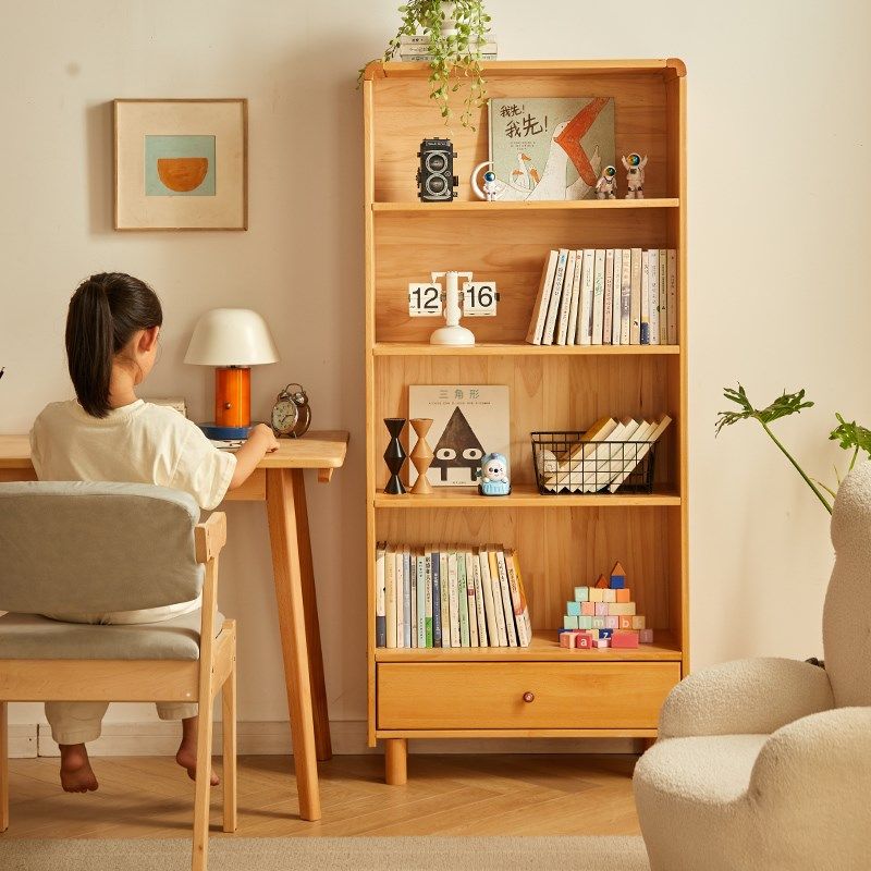 金多喜全实木书柜简约儿童储物柜开放式收纳柜客厅书房组合置物柜,住宅家具,儿童书柜,淘宝优惠券,粉丝福利购,淘宝优惠卷
