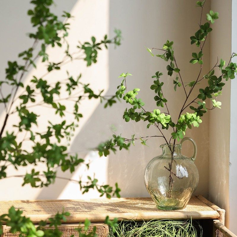 绿色单耳锤纹玻璃大肚花瓶水养吊钟马醉木客厅落地圆肚大花瓶摆件,家居饰品,花瓶,淘宝优惠券,粉丝福利购,淘宝优惠卷