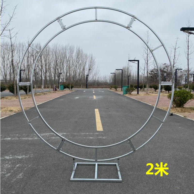 新款婚庆圆环装饰道具花门架子大型户外草坪圆形铁艺婚礼背景布置