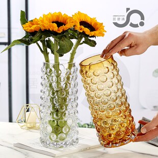 北欧创意水珠玻璃花瓶泡泡水培富贵竹百合玫瑰鲜花插花马醉木桌面