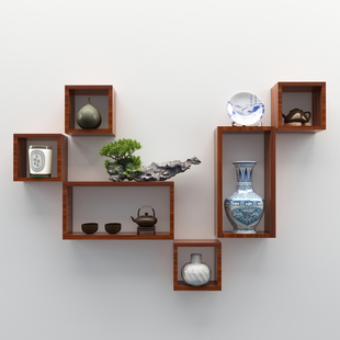 墙上置物架免打孔卧室创意格子装饰壁挂客厅电视背景墙壁墙面隔板