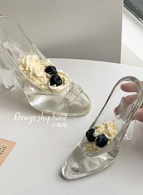 灰姑娘水晶玻璃鞋女创意透明玻璃摆件公主鞋情侣礼品装饰伴手礼