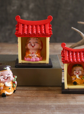 妙工坊财神小庙土地庙神仙公仔创意摆件大号寺庙手办庙屋招财摆设