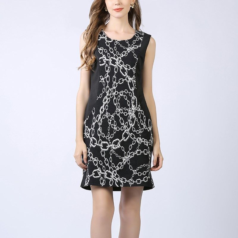 无袖马甲圆领背心有口袋春季西装连衣裙温柔大码胖mm显瘦秋高级感