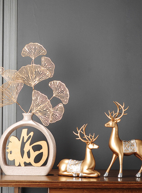 新中式摆件客厅酒柜装饰品现轻奢家居摆设创意花瓶插花玄关装饰品