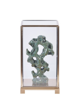 新中式陶瓷太湖石金属架工艺装饰品样板房售楼部软装家居玄关摆件