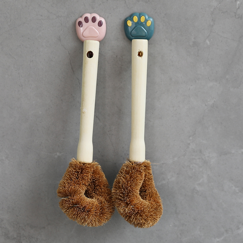 3个装长柄椰棕锅刷厨房清洁去污家用不粘锅棕毛刷锅神器洗锅刷子