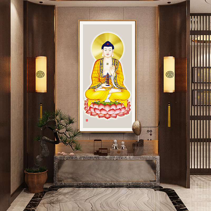 心经挂画大悲咒装饰画禅意客厅茶室观音经文字画佛像玄关竖版佛经