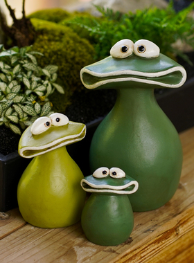 卡通可爱大嘴蛙花盆装饰品摆件青蛙动物创意童趣桌面花园杂货礼物