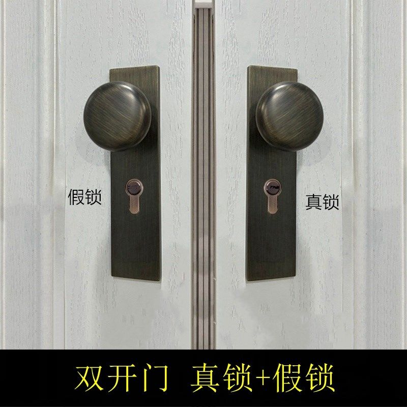 依佰利黑色圆形门锁 美式金色圆球形房门锁简约仿古室内卧室门锁