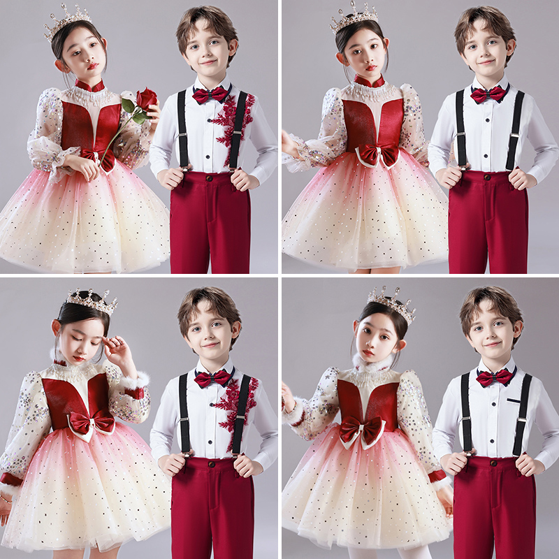 儿童大合唱演出服小学生诗歌朗诵比赛校庆女童礼服表演服装蓬蓬裙 - 封面