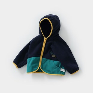 上衣男女童洋气连帽摇粒绒外套 婴幼儿休闲宝宝长袖 2024春装 新款