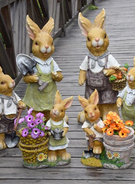 兔子摆件卡通动物雕塑户外园林景观小品花园小院子庭院幼儿园装饰