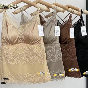 爱眸6807女士秋冬加绒加厚恒温保暖背心性感蕾丝细带美背内衣吊带