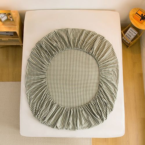 全棉床笠单件纯棉色织格子宿舍单人120x200床单1.8床家用垫防尘套