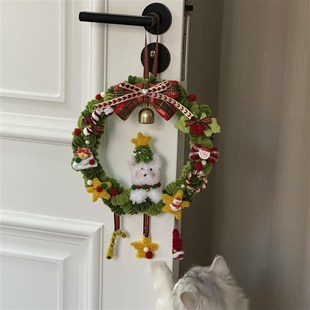 圣诞装饰花环挂环扭扭棒手工花藤门环diy材料包圣诞节场景布置