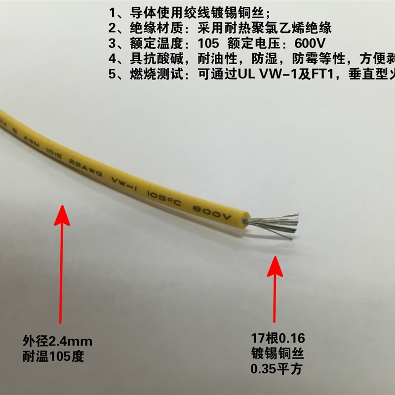 正标UL认证 电子线 1015-22AWG 镀锡电线 单芯软线 610米/卷 厂家