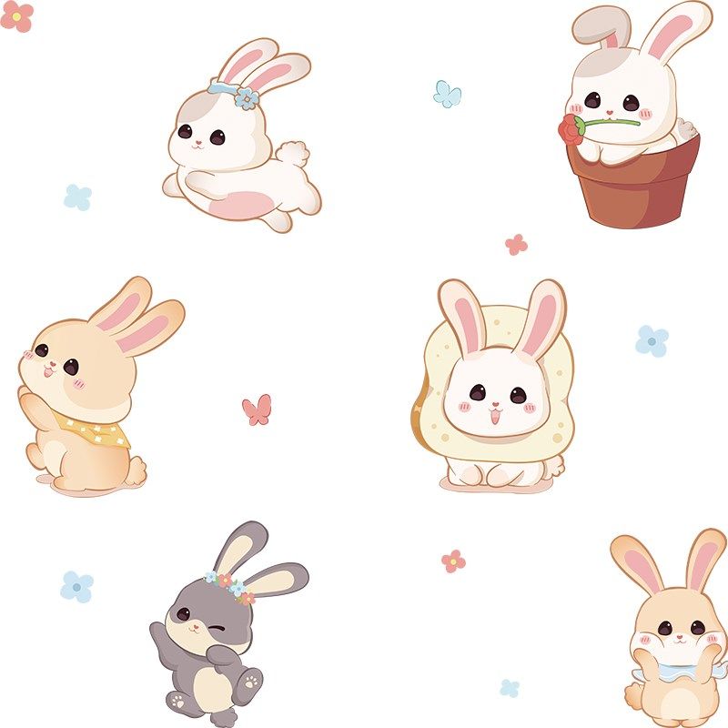 商店阳台厨房玻璃橱窗移门装饰自粘创意可爱卡通兔子双面贴画墙贴,家居饰品,门贴,淘宝优惠券,粉丝福利购,淘宝优惠卷