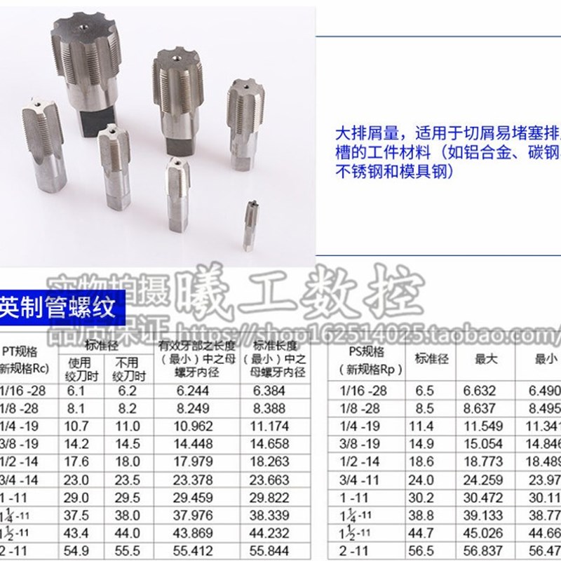 管螺牙机用丝攻/丝锥ZG1 1/2RC1 1/2NPT1 1/2寸锥管水管DN4一寸5