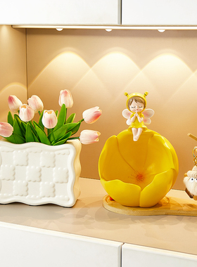 创意花仙子入户鞋柜钥匙收纳摆件家居饰品客厅玄关托盘置物架摆设