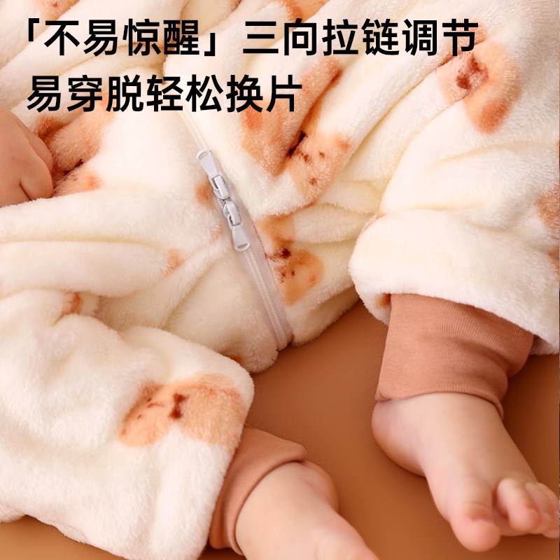 婴儿连体加绒睡衣宝宝保暖秋季爬服儿童男女童春秋家居服秋冬睡袍