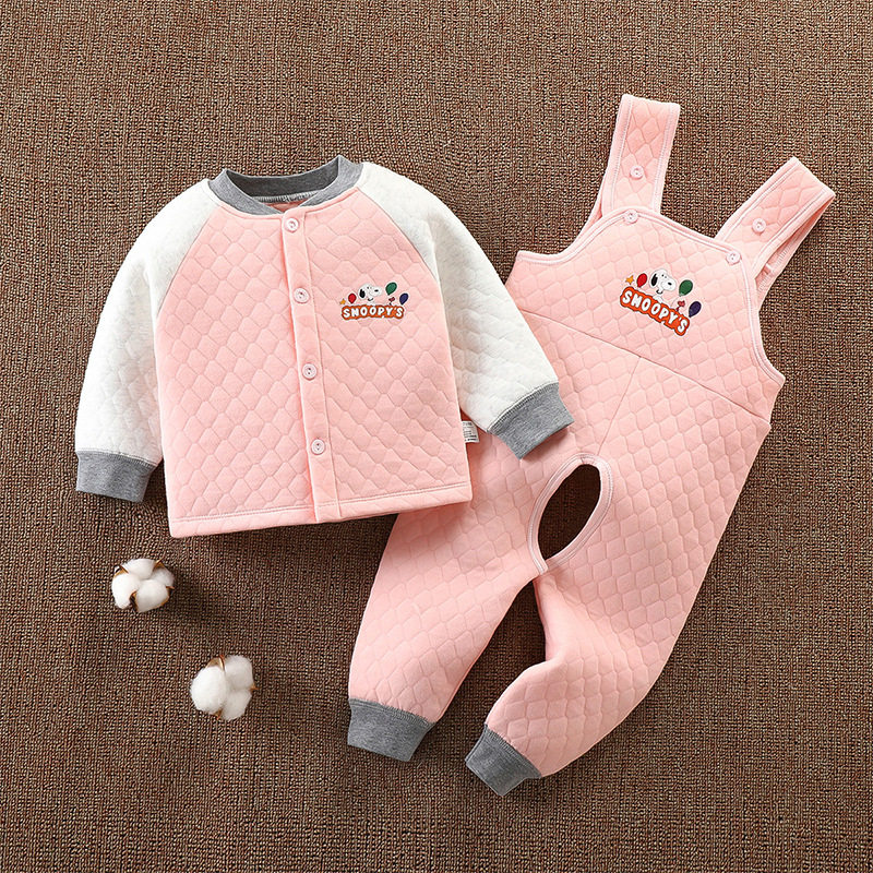 婴儿夹棉春秋冬三层保暖开裆背带裤套装男女宝宝幼儿开档纯棉衣服,童装/婴儿装/亲子装,内衣套装,淘宝优惠券,粉丝福利购,淘宝优惠卷