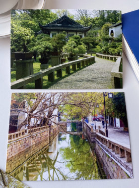 山水杭州乌镇苏州明信片烟雨江南庭院古建筑水乡风景卡片园林复古
