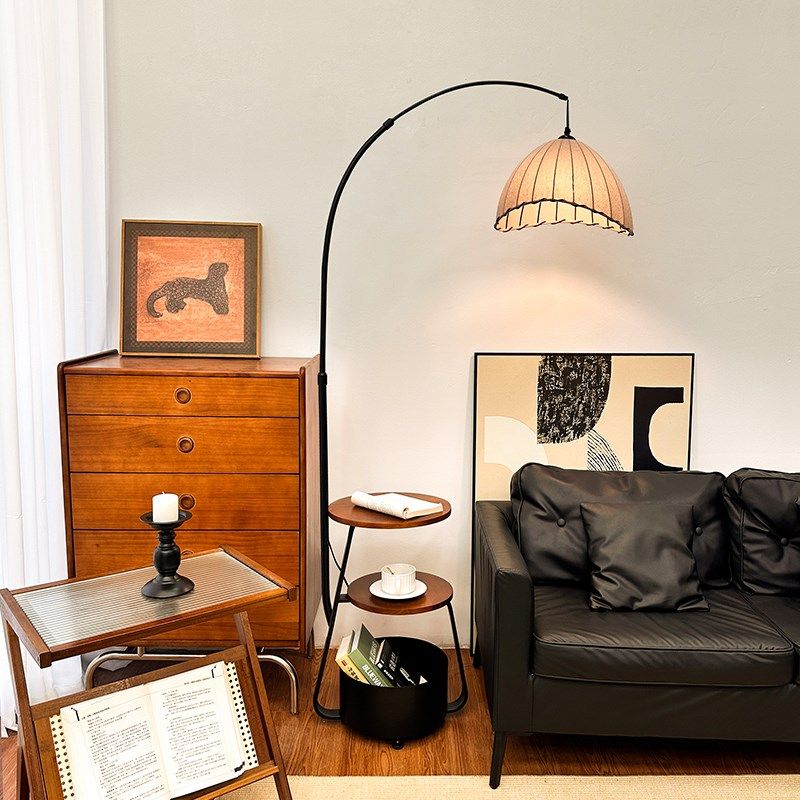 钓鱼灯落地灯客厅沙发置物茶几一体卧室中古高级侘寂复古落地台灯,家装灯饰光源,置物功能落地灯,淘宝优惠券,粉丝福利购,淘宝优惠卷