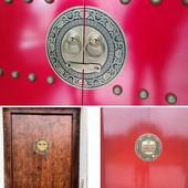 仿古大门拉手中式 纯铜门环把手复古圆形拉环老式 门栓锁扣插销配件