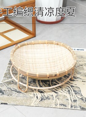 竹编猫窝手工编织透气宠物睡觉凉窝四季通用网红藤编狗窝小型犬窝