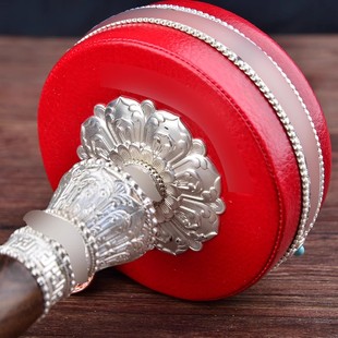 亚青银色金色红皮手摇转金轮手摇转金筒纯铜小号大号西藏手持转轮