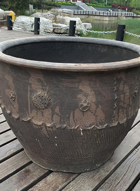 睡莲盆缸荷花鱼盆土陶养鱼陶缸花盆缸陶缸陶盆花盆粗陶泥盆瓦缸