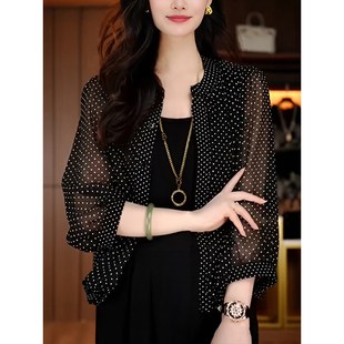 雪纺防晒短外套女夏天薄款妈妈外搭空调开衫夏季高级感气质上衣夏