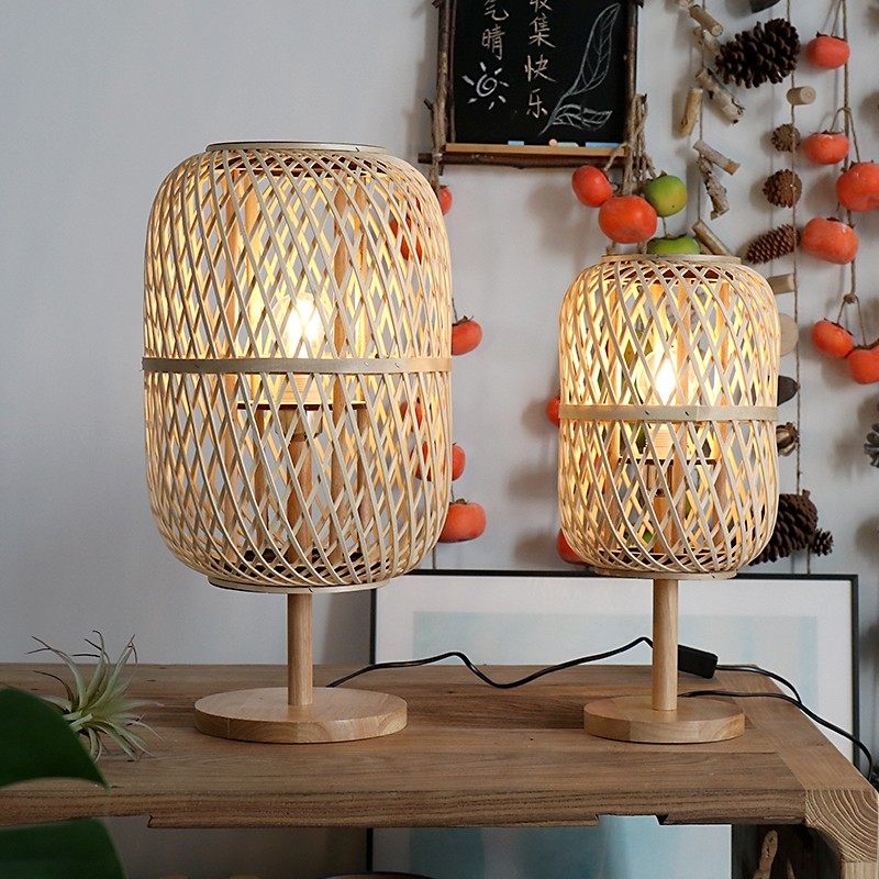 藤编风灯新中式烛台落地装饰灯笼摆件样板间民宿酒店家居陈列日式