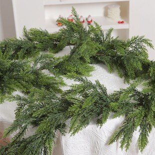 森韵圣诞装饰藤圈花环加密Pe柏木叶窗户家庭壁炉门墙壁扶手装饰