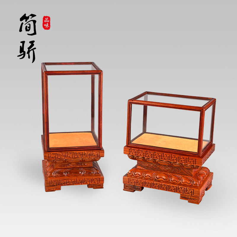 花梨莲花底座玻璃罩观音佛像实木工艺品摆件宝笼防尘罩展示罩定制,家居饰品,木雕,淘宝优惠券,粉丝福利购,淘宝优惠卷