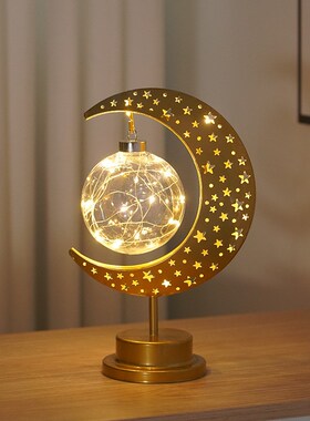 创意月亮星星夜间床头小夜灯装饰品摆件儿童卧室高级氛围感睡眠灯