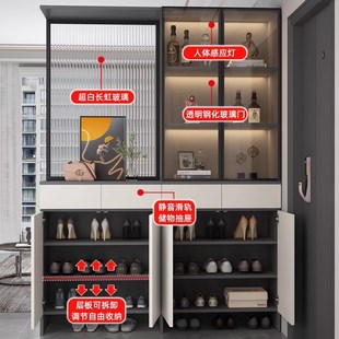 实木玄关柜入户门鞋一体靠墙柜简约屏风隔断客厅玻璃隔断柜可定制