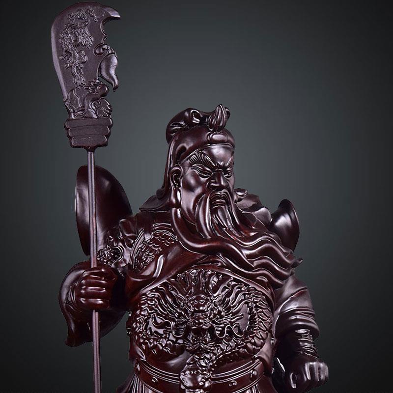 花梨木雕关公摆件 横刀武财神关公像 店铺公司开业实木关二爷神像图片