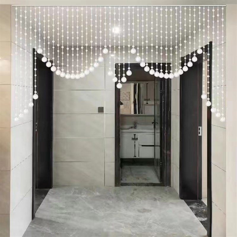 水晶珠帘门帘挂帘过道门帘玄关房间阳台客厅卫生间厨房免打孔安装