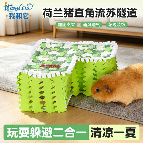 我和它荷兰猪躲避窝豚鼠睡窝无底仓鼠花枝鼠夏季直角隧道躲避屋