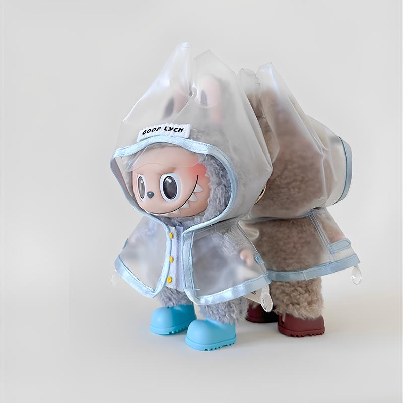 适用labubu娃衣拉布布衣服鞋子一二三代搪胶公仔玩偶周边透明雨衣
