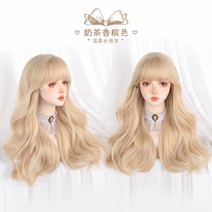 哼唧家金色假发女长发大波浪长卷发lolita女团主播整顶jk全头套式