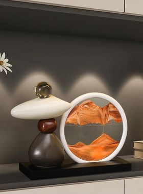 时来运转流沙摆件客厅高级感小众高档家居装饰品办公室玄关电视柜