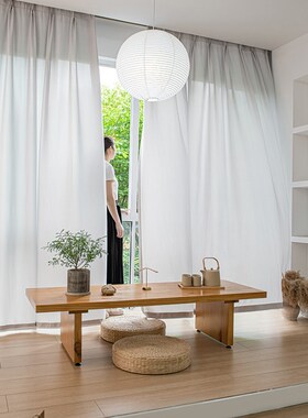 3.1米3米2.9米2.8特高米黄浅灰色透光不透人幻影纱窗纱台白纱窗帘