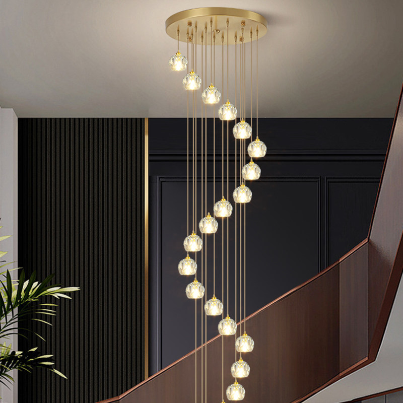 水晶足球复式楼大吊灯旋转loft公寓别墅客厅旋转挑高楼梯长吊灯,家装灯饰光源,LOFT/复式住宅/楼梯吊灯,淘宝优惠券,粉丝福利购,淘宝优惠卷