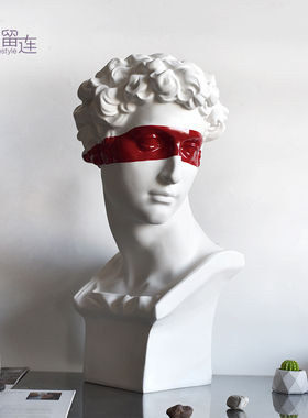 北欧轻奢人物头像大卫雕塑摆件欧式玄关客厅艺术感创意软装饰品